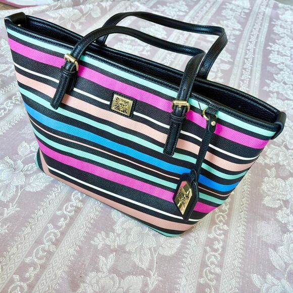 Anne Klein Multi-colored Striped Tote Bag - Picture 1 of 7